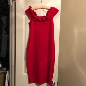 Zara red off the shoulder dress